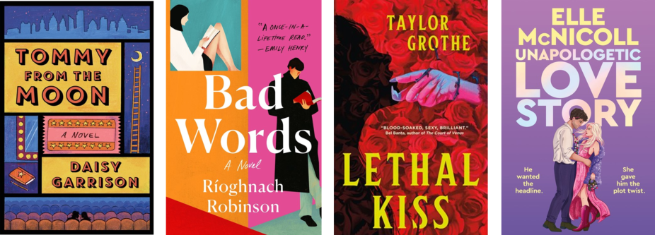 Four Book Covers, Adult Debuts, Fiction, Performing Arts, Dance & Theater & Musicals, Romance, New Adult, Friendship, Books & Bookstores & Libraries, Contemporary, Women, Horror, Occult & Supernatural, Gothic